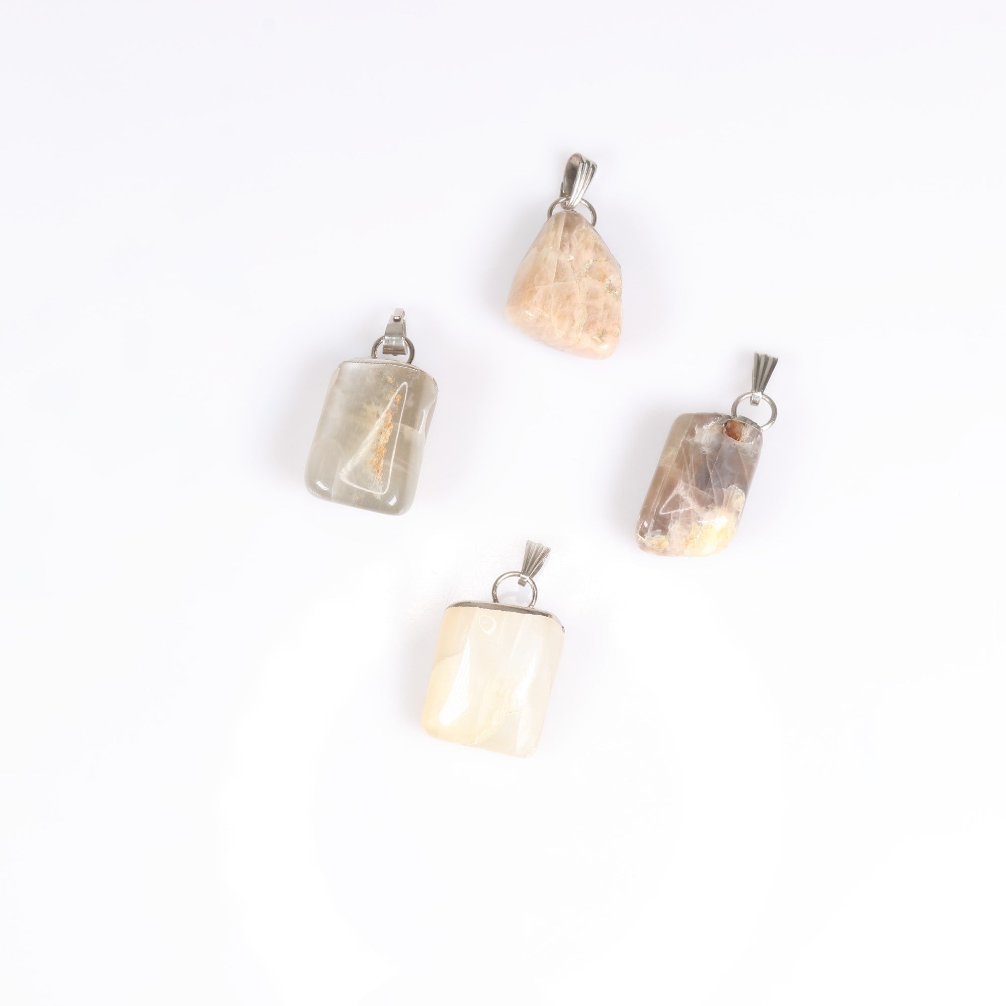 Moonstone Mixed Shape Pendants, 0.55" x 1.10" Inch, 5 Pieces in a Pack, #042