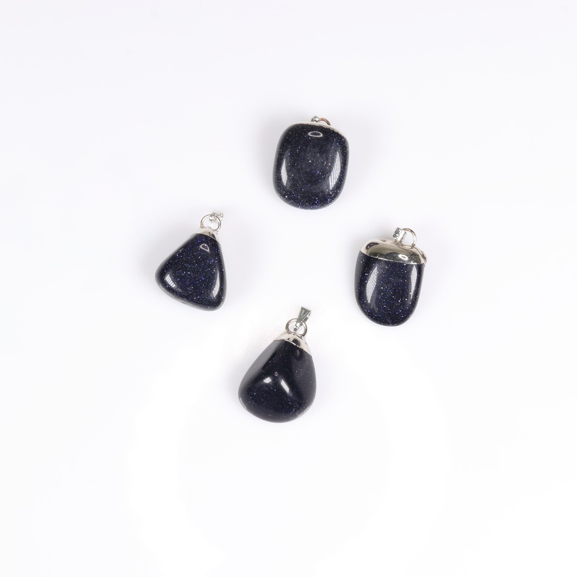 Blue Gold Stone Mixed Shape Pendants, 0.55" x 1.10" Inch, 5 Pieces in a Pack, #040