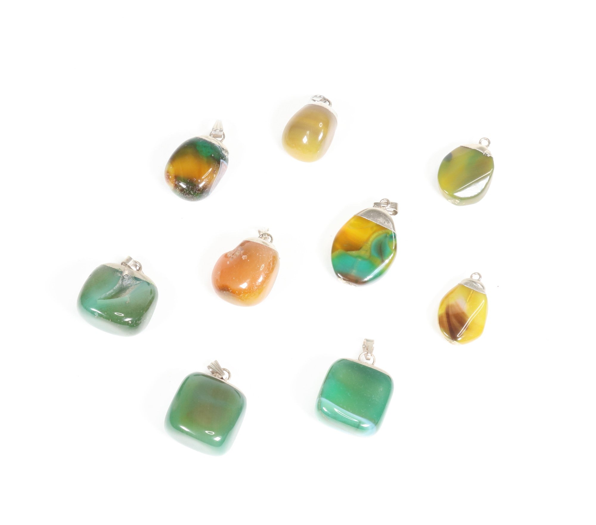 Dyed Agate Mixed Shape Pendants, 0.55" x 1.10" Inch, 5 Pieces in a Pack, #022