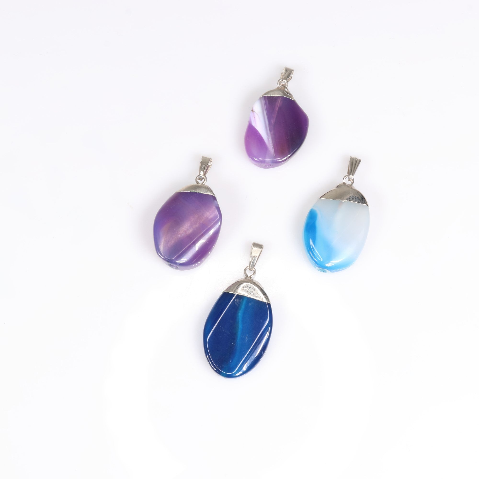 Dyed Agate Mixed Shape Pendants, 0.90" x 1.30" x  0.25" Inch, 5 Pieces in a Pack, #030