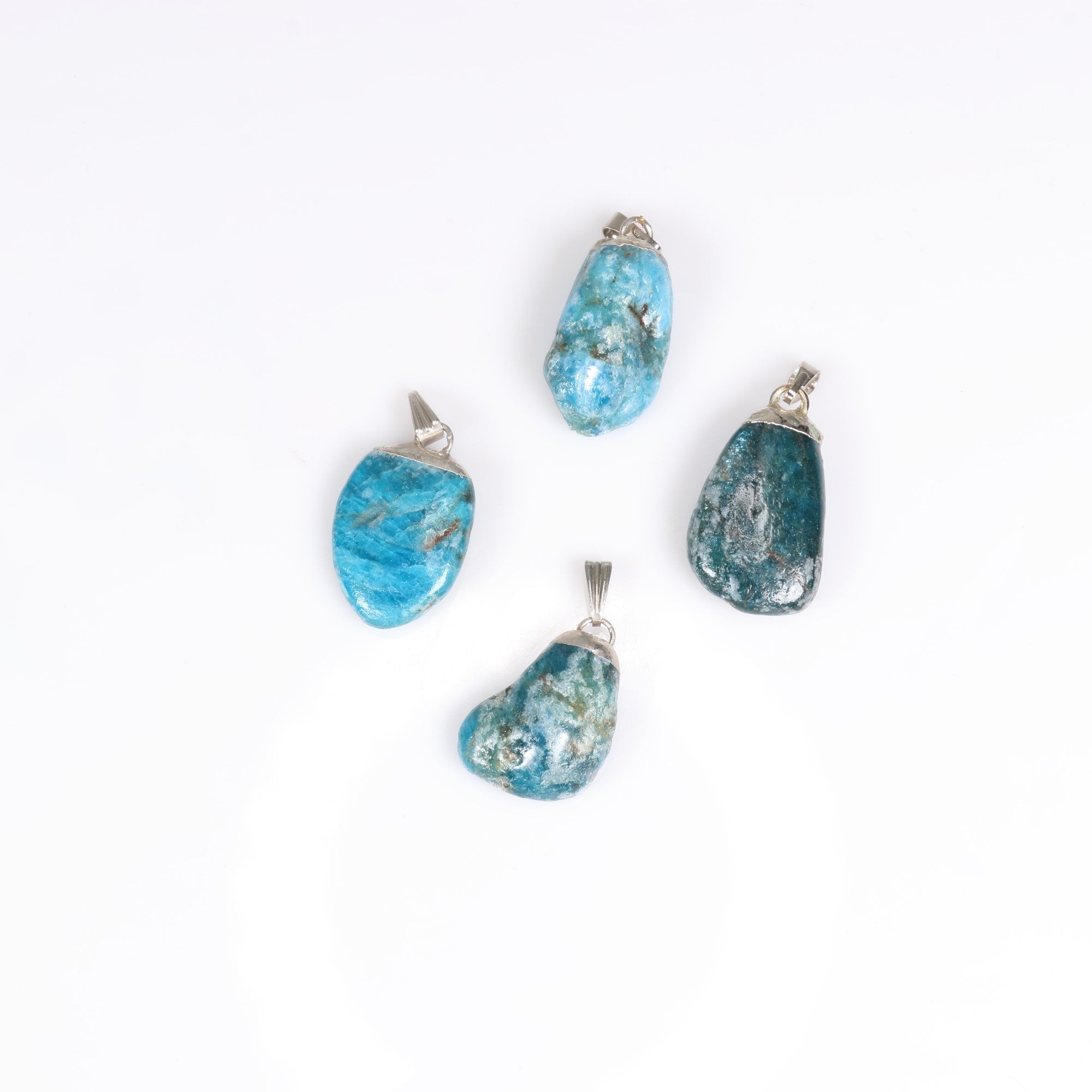 Blue Apatite Mixed Shape Pendants, 0.70" x 0.90" x 0.40" Inch, 5 Pieces in a Pack, #025