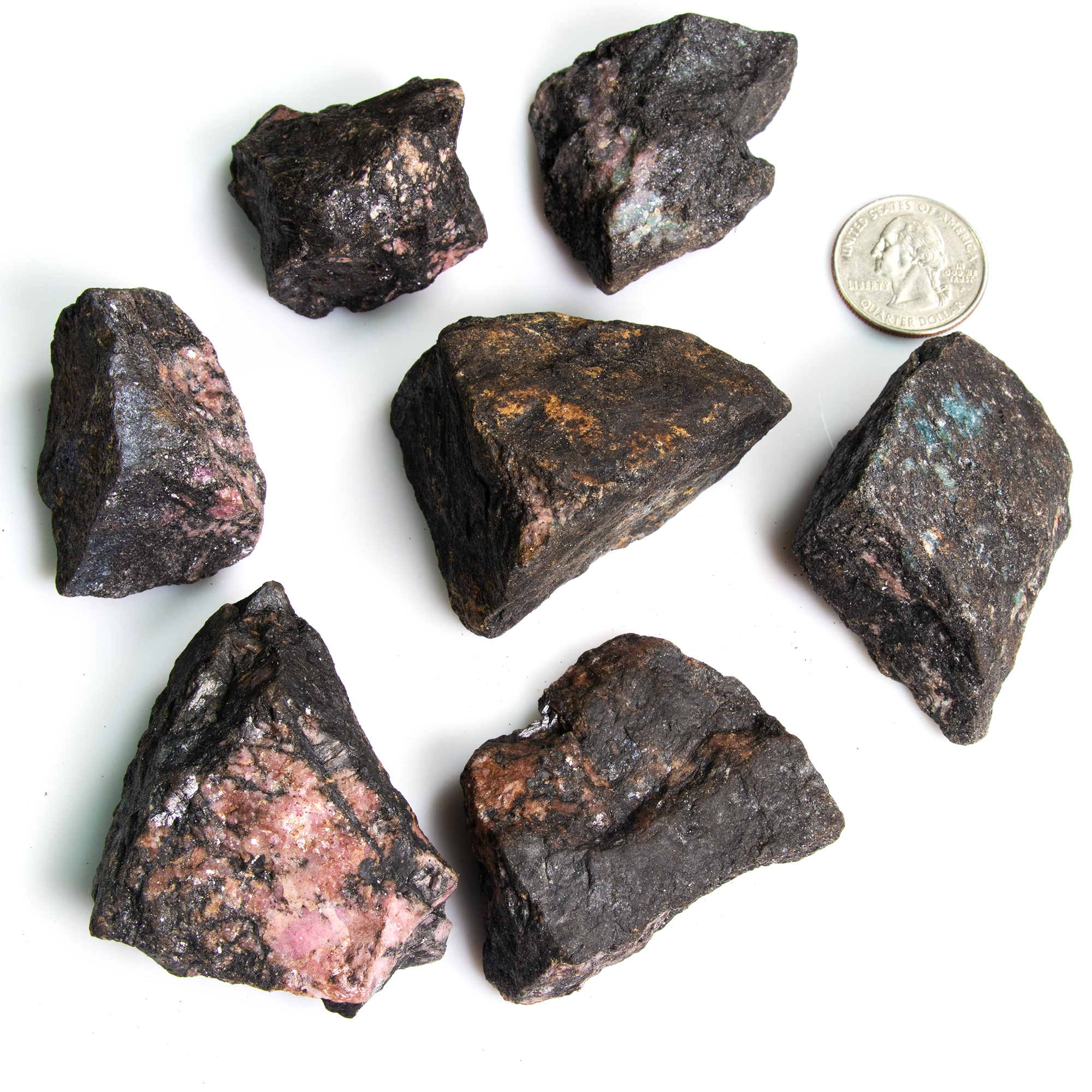 Rhodonite Rough Stone, 3-5cm, 20 Pieces in a Pack, #005