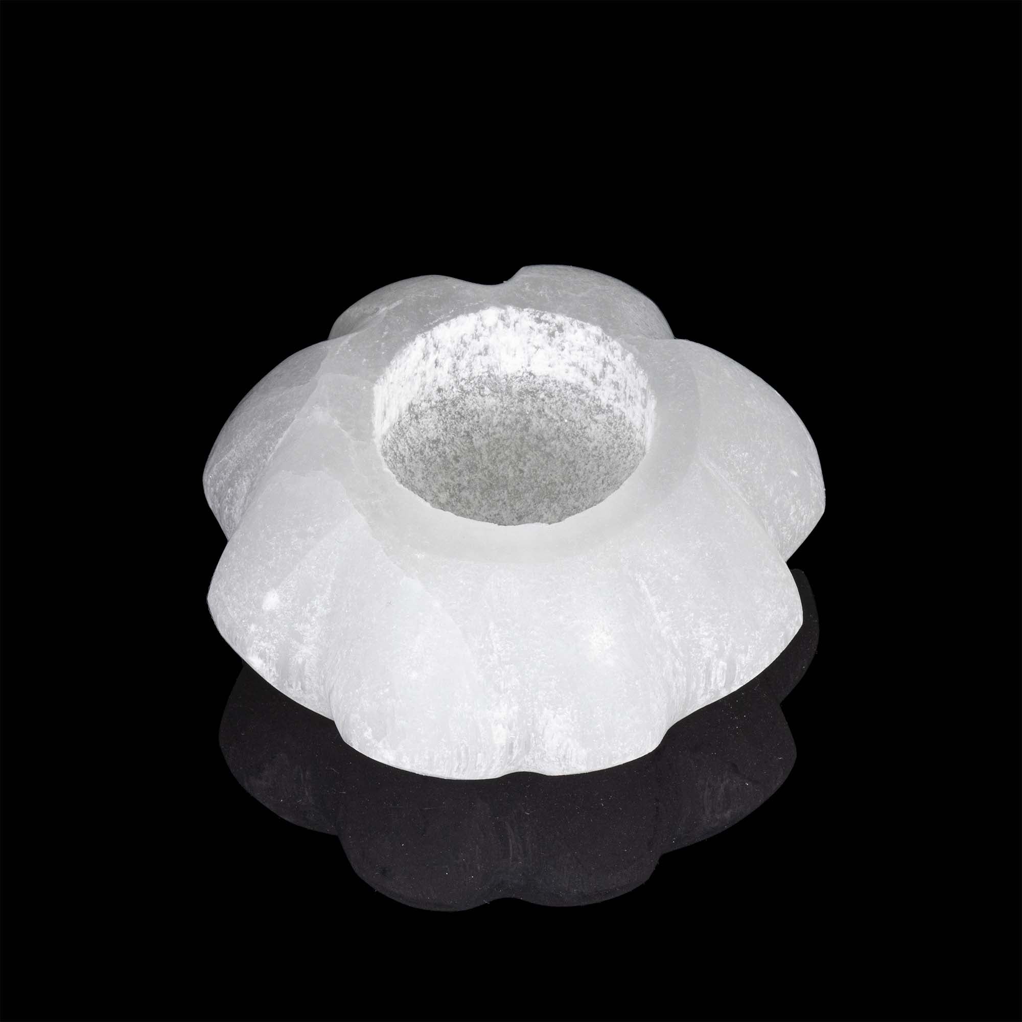 Selenite Plain Flower Candle Holder, 3"-3,5" Inch, #001