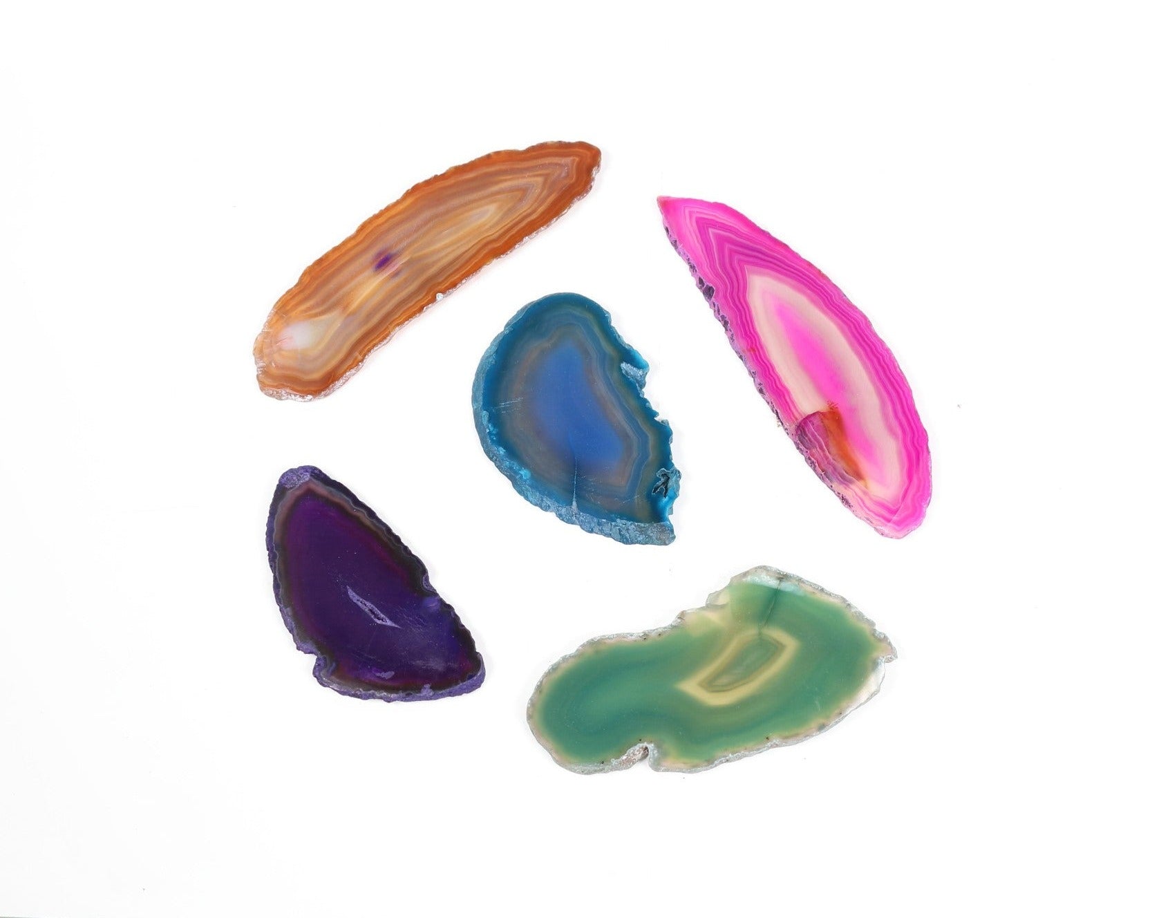 Natural Agate Slice, Model 0C, 2,5"-3" Inch, Assorted Color Mix, 100 Pieces in a Pack