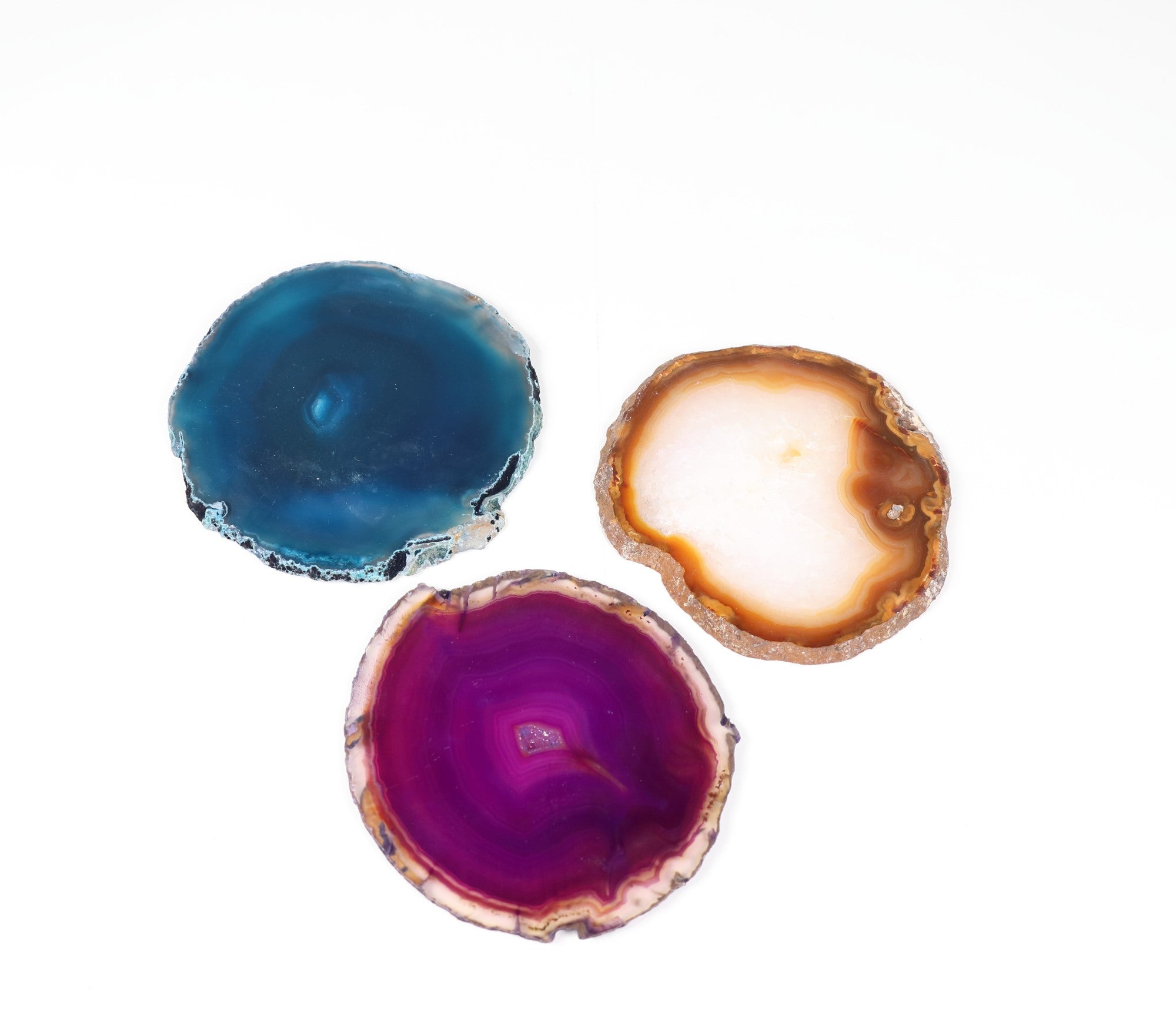 Natural Agate Slice, Model 2C, 3,5"-4" Inch, Assorted Color Mix, 50 Pieces in a Pack