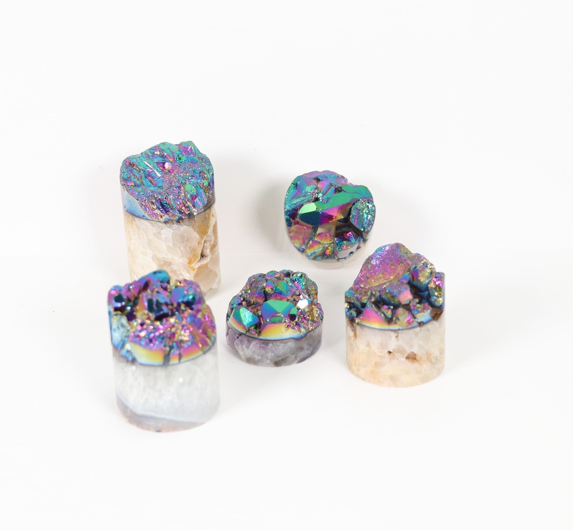 Titanium Quartz Druze Cylinder Shaped, 1"-1,5" Inch, Small Size, 5 Pieces in a Pack, #008