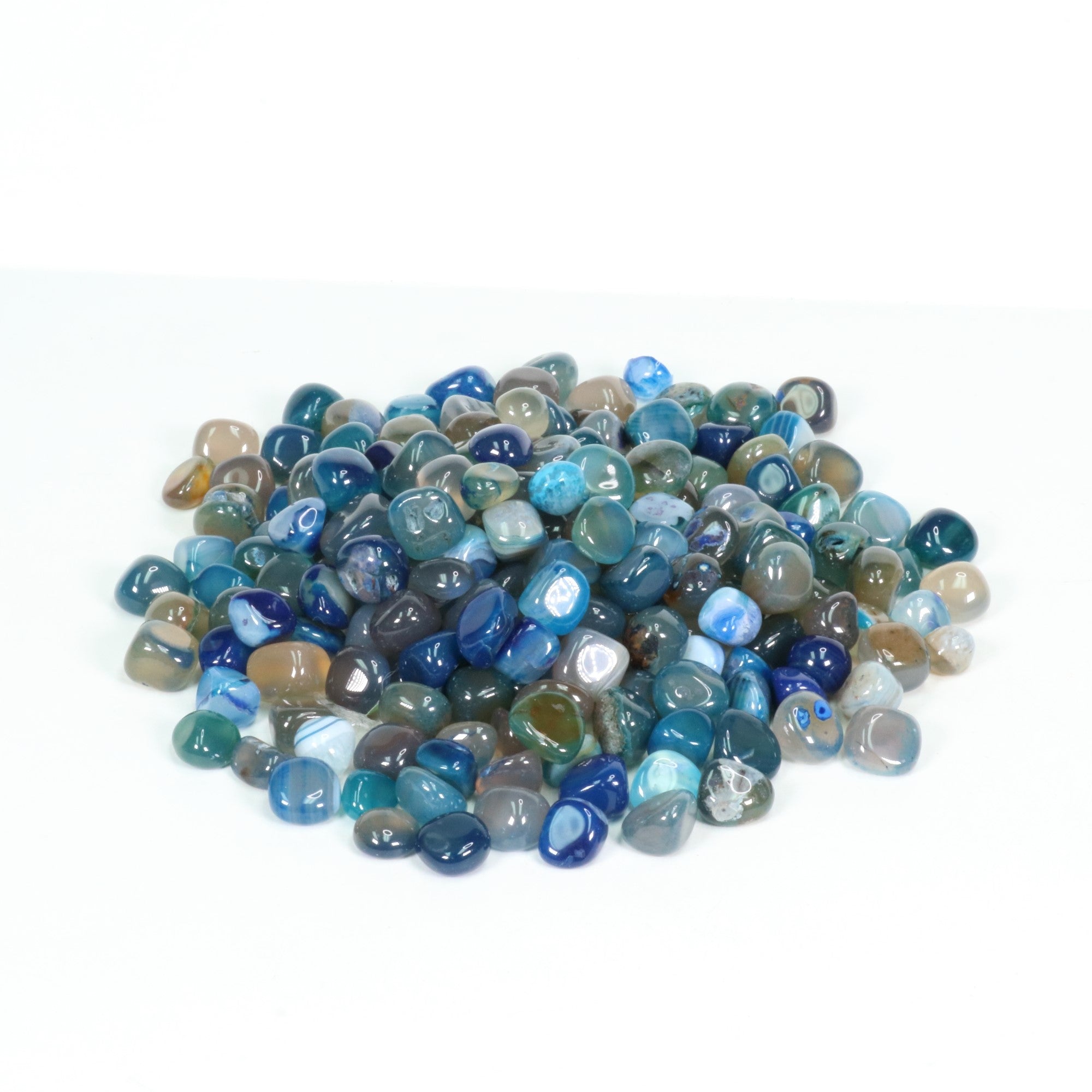 Tumbled Blue Agate, 1-2 cm, Standard Quality, 1 Lb.