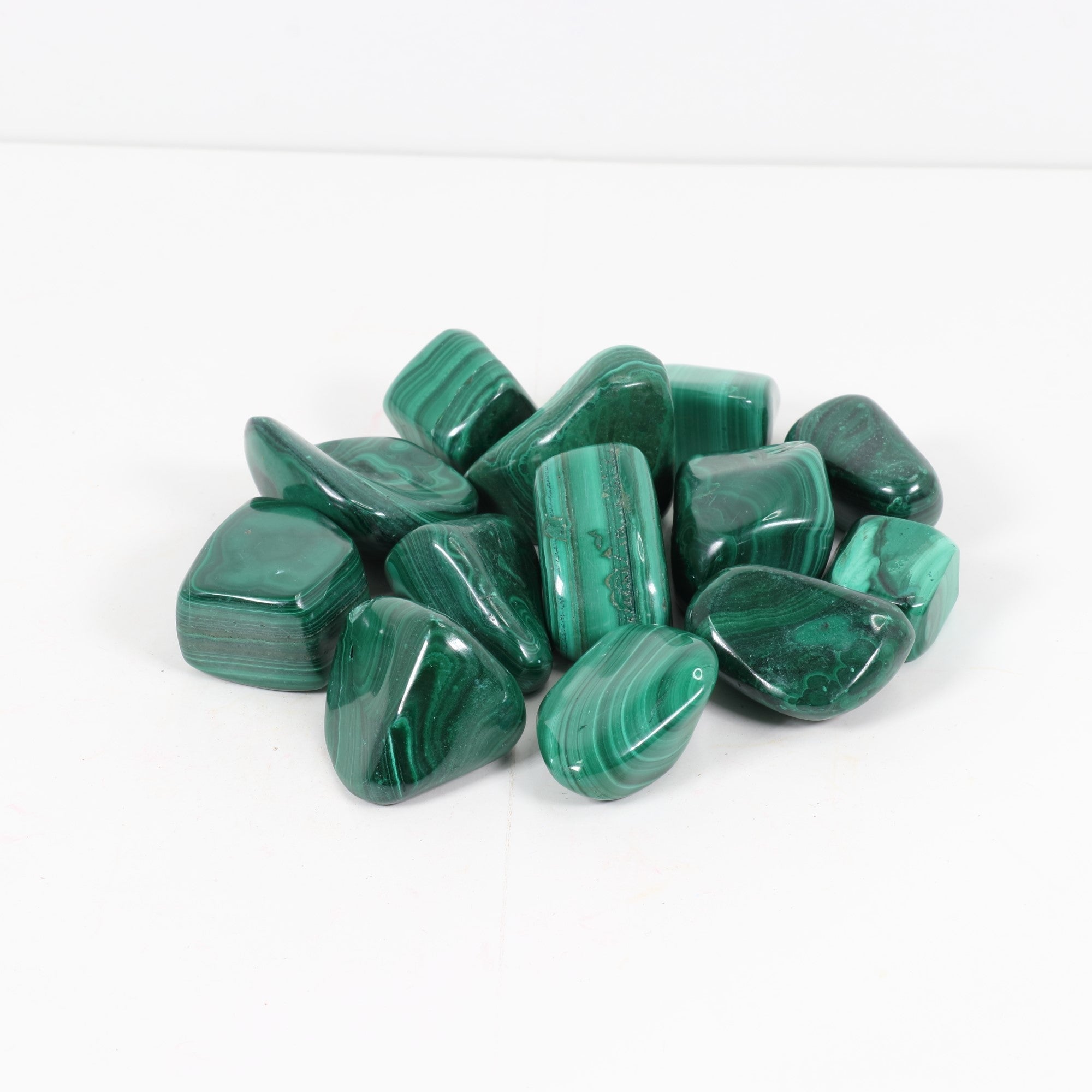 Tumbled Natural Malachite, 3-4 cm, Standard Quality, 1 Lb.