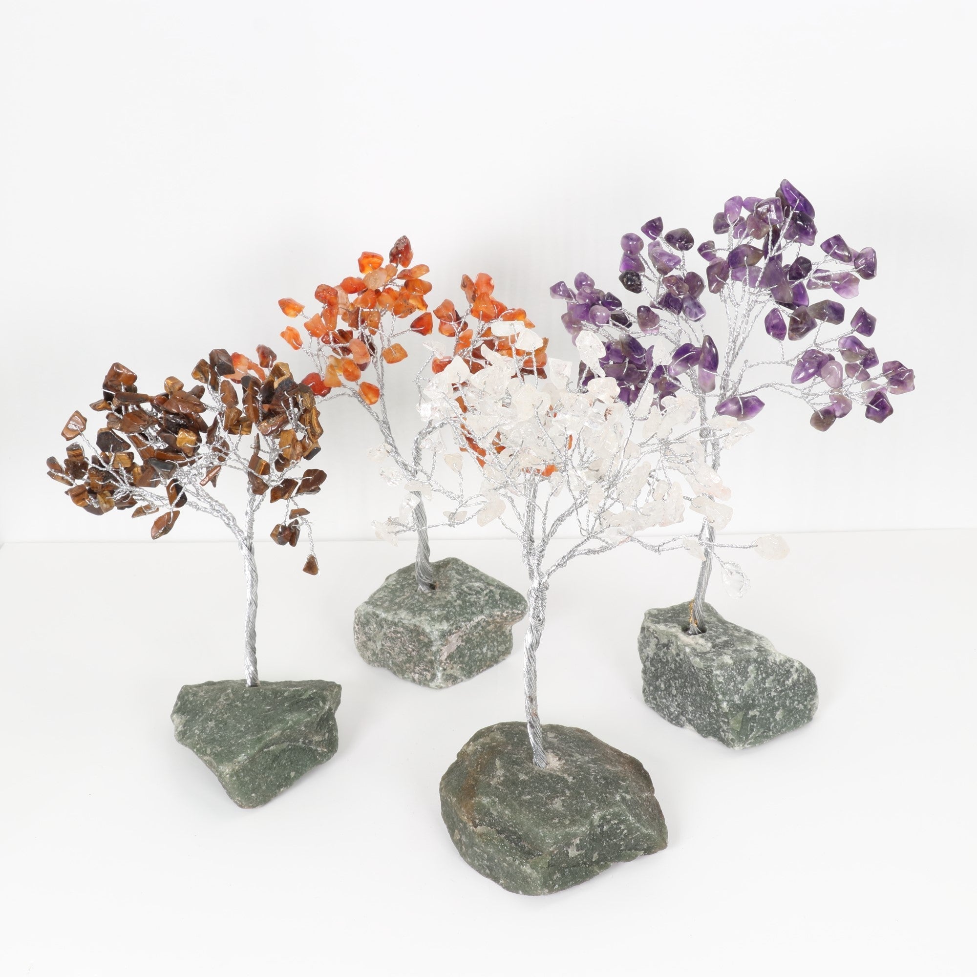 Assorted Stones Green Base Small Tree, 6"-7" Inch, 25 Pieces in a Pack