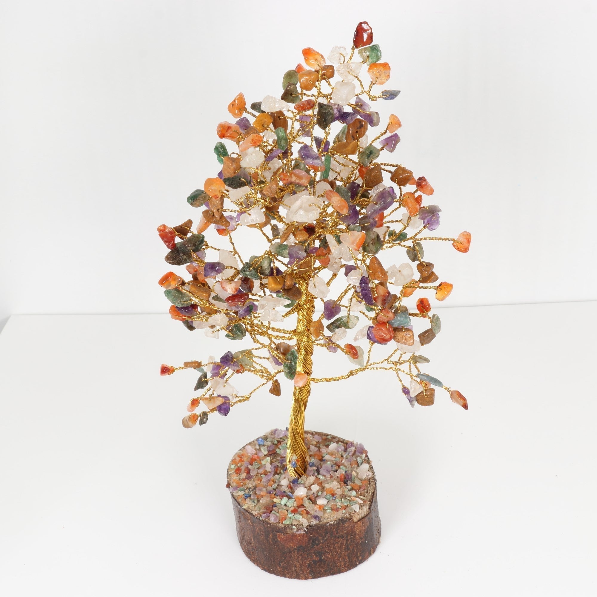 Assorted Stones Wood Base Medium Tree, 10" Inch, 10 Pieces in a Pack