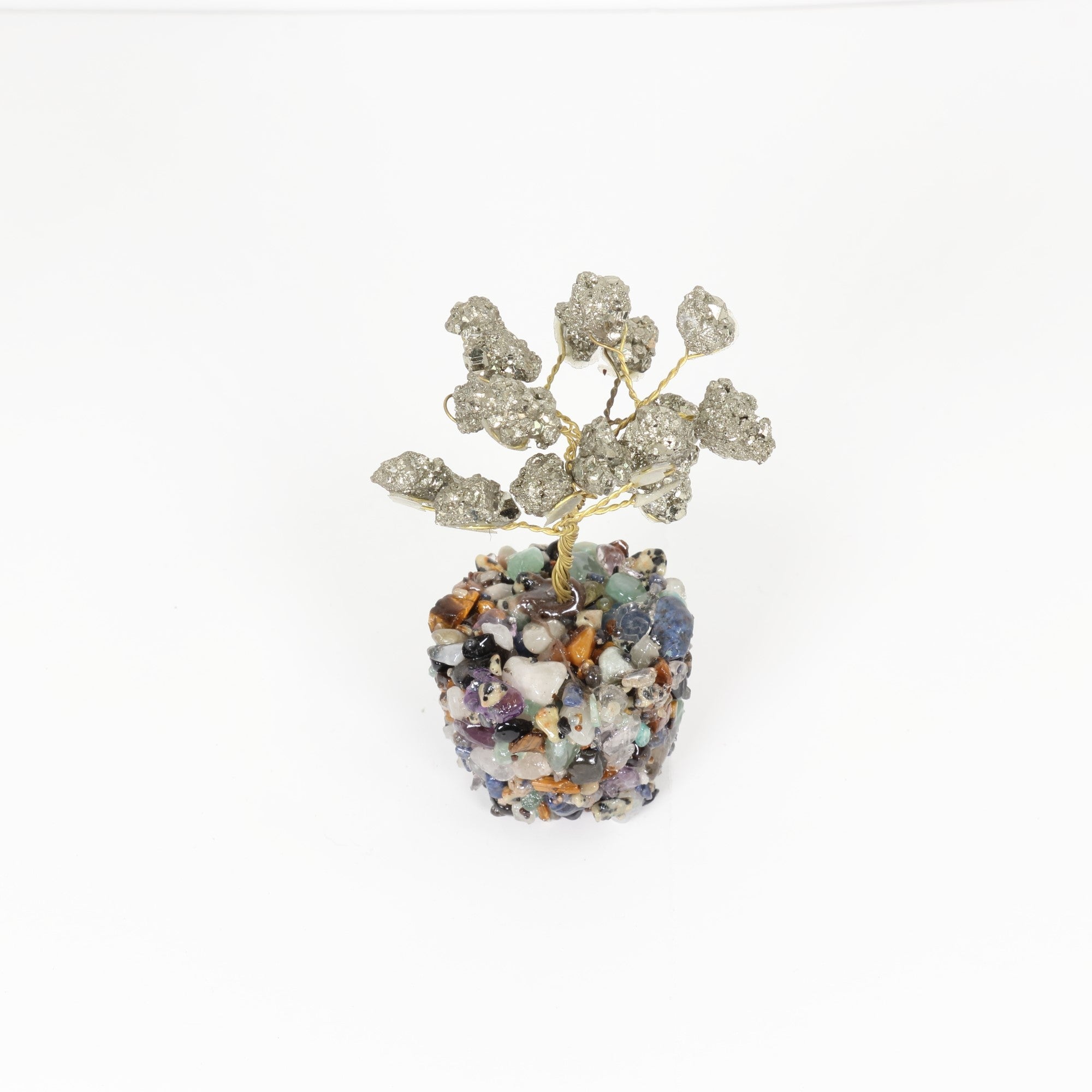 Pyrite Assorted Chip Stone Base Tree, 3"-4" Inch