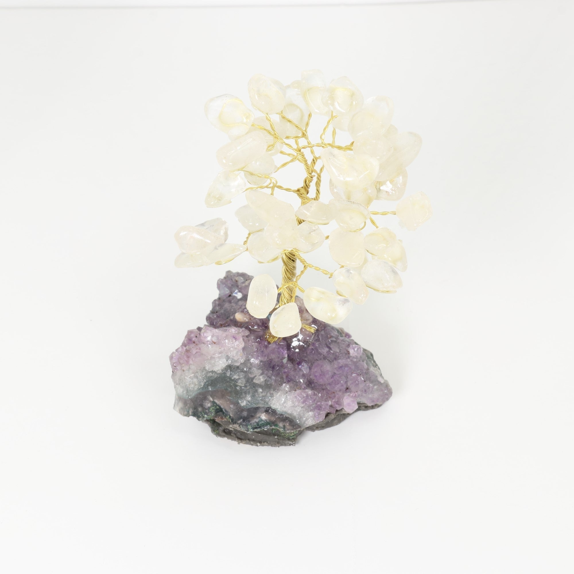 Clear Quartz Amethyst Base Medium Tree, 4"-5" Inch