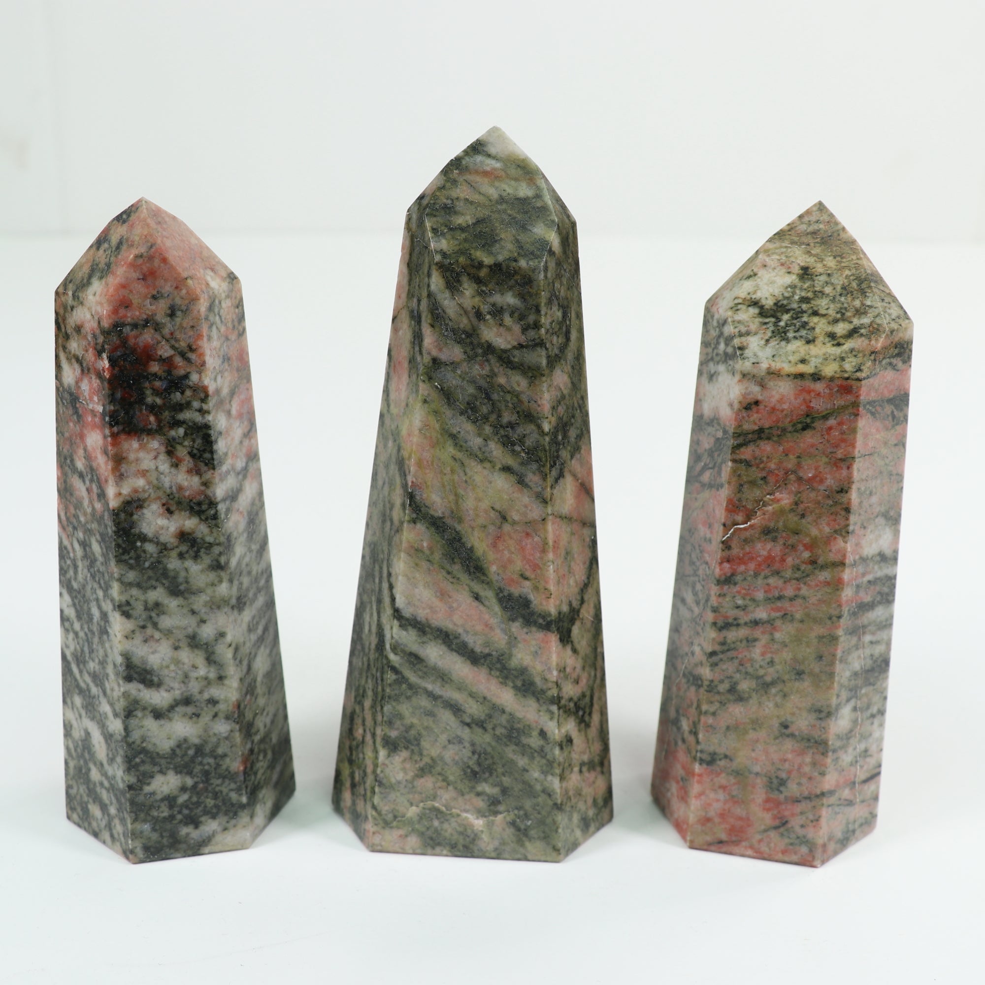 Unakite Polished Tower, Cut Base, 400-500 Gr, 1 Piece #047