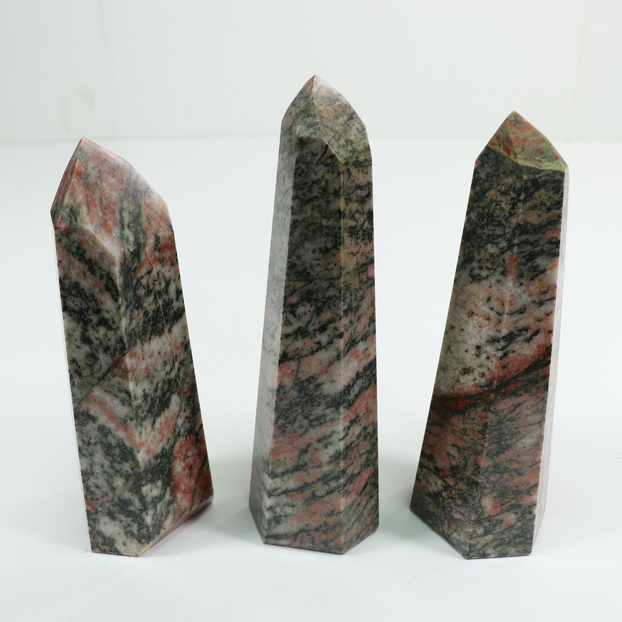 Unakite Polished Tower, Cut Base, 500-600 Gr, 1 Piece #048