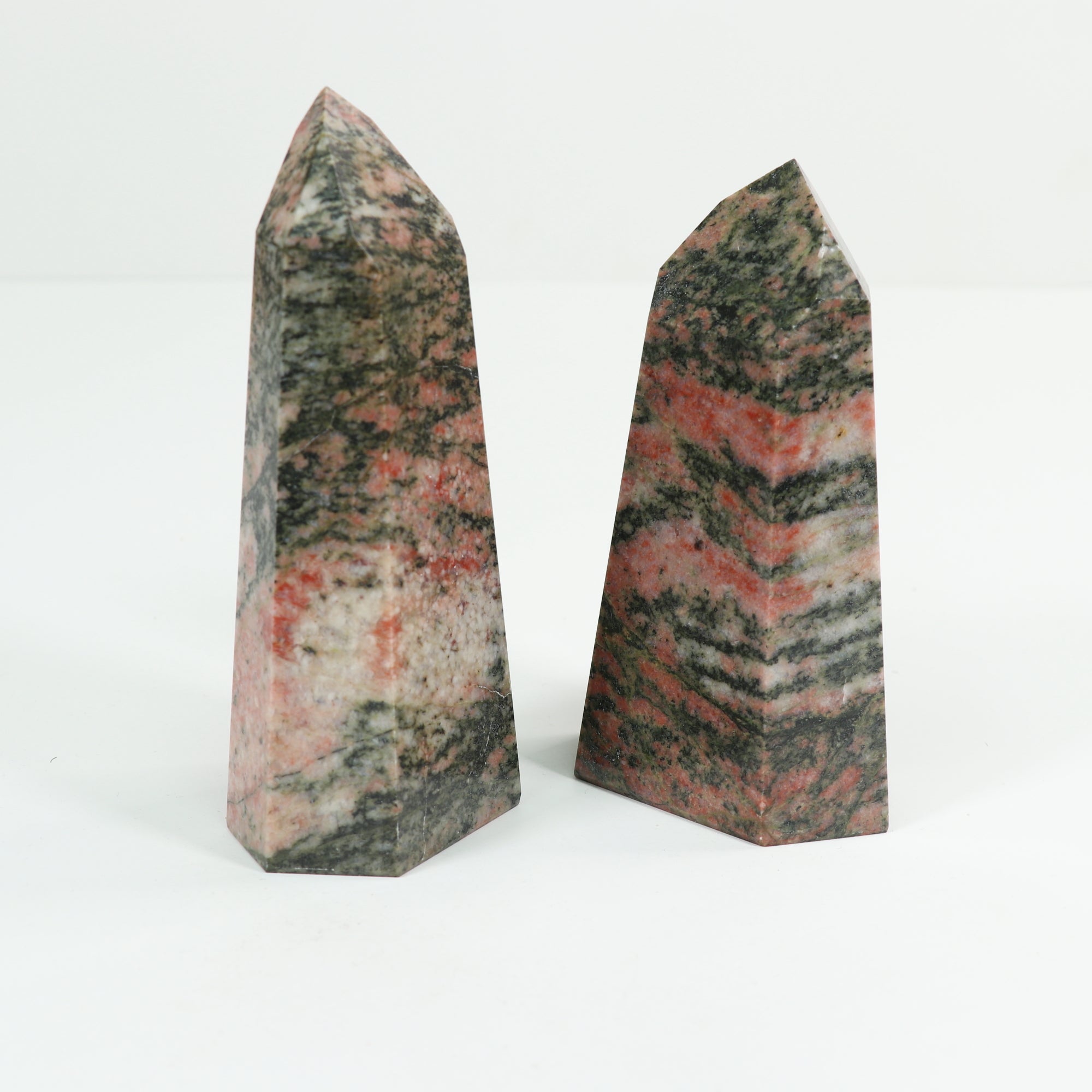 Unakite Polished Tower, Cut Base, 600-700 Gr, 1 Piece #049