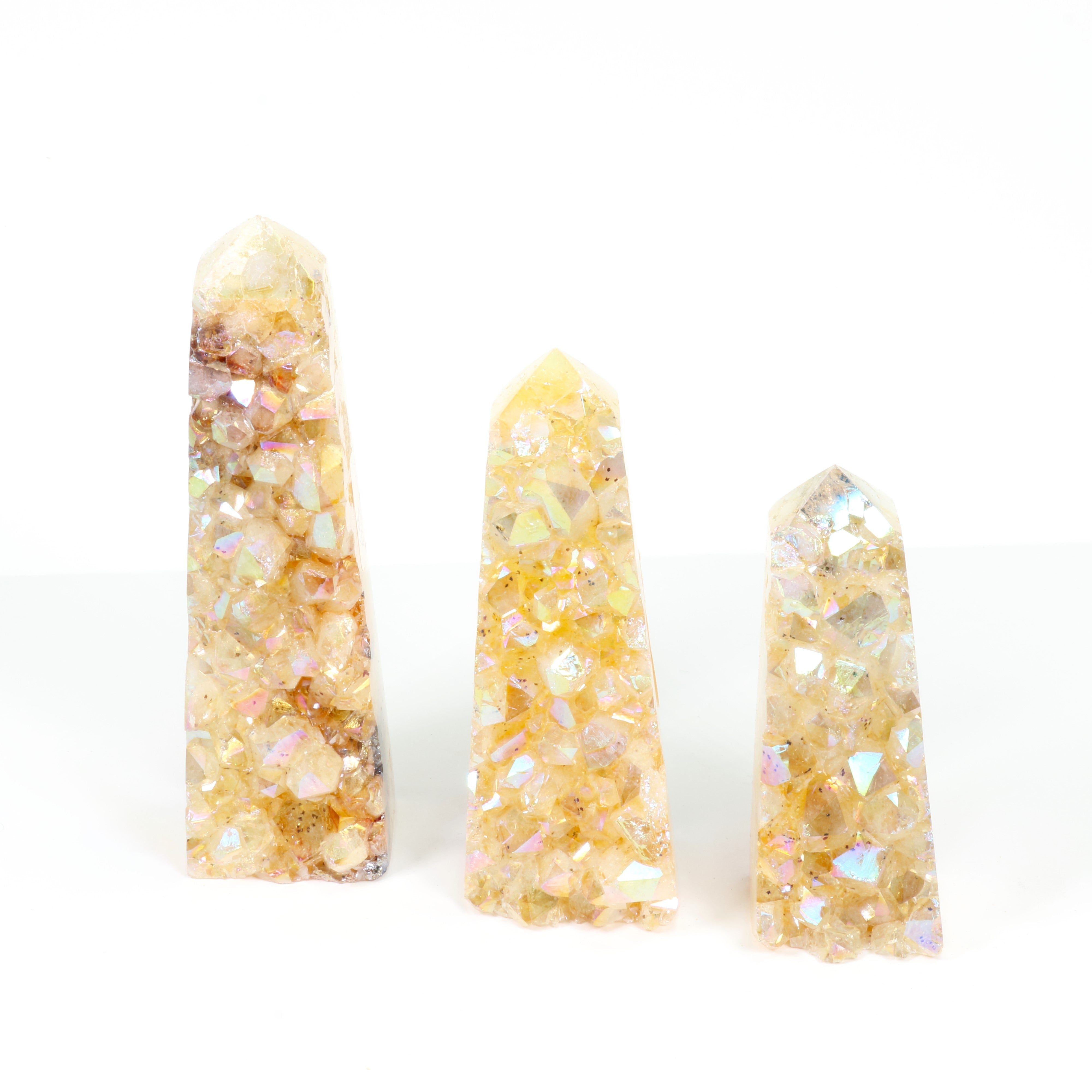 Angle Aura Citrine, Cluster Obelisk, Cut Base, 250-500 Gr, 1 Piece, #002