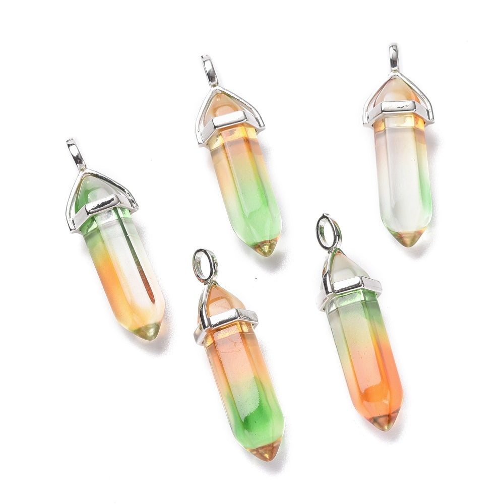 Aura Quartz Point Shape Pendants, 0.30" x 1.5" Inch, 5 Pieces in a Pack, #043