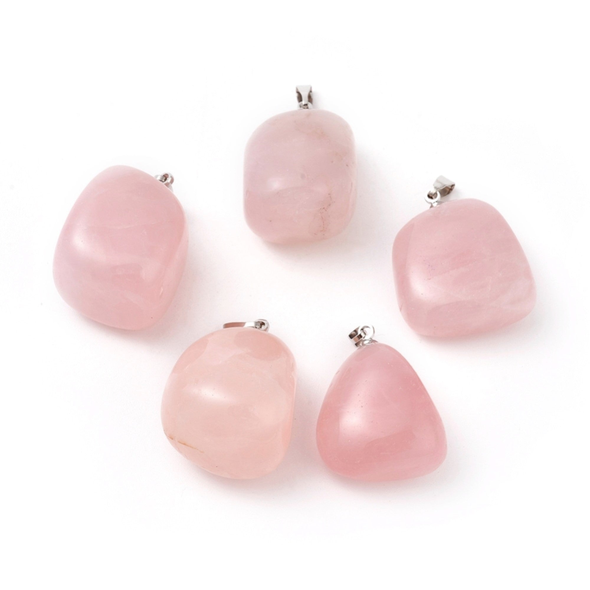 Rose Quartz Mixed Shape Pendants, 5 Pieces in a Pack, #063