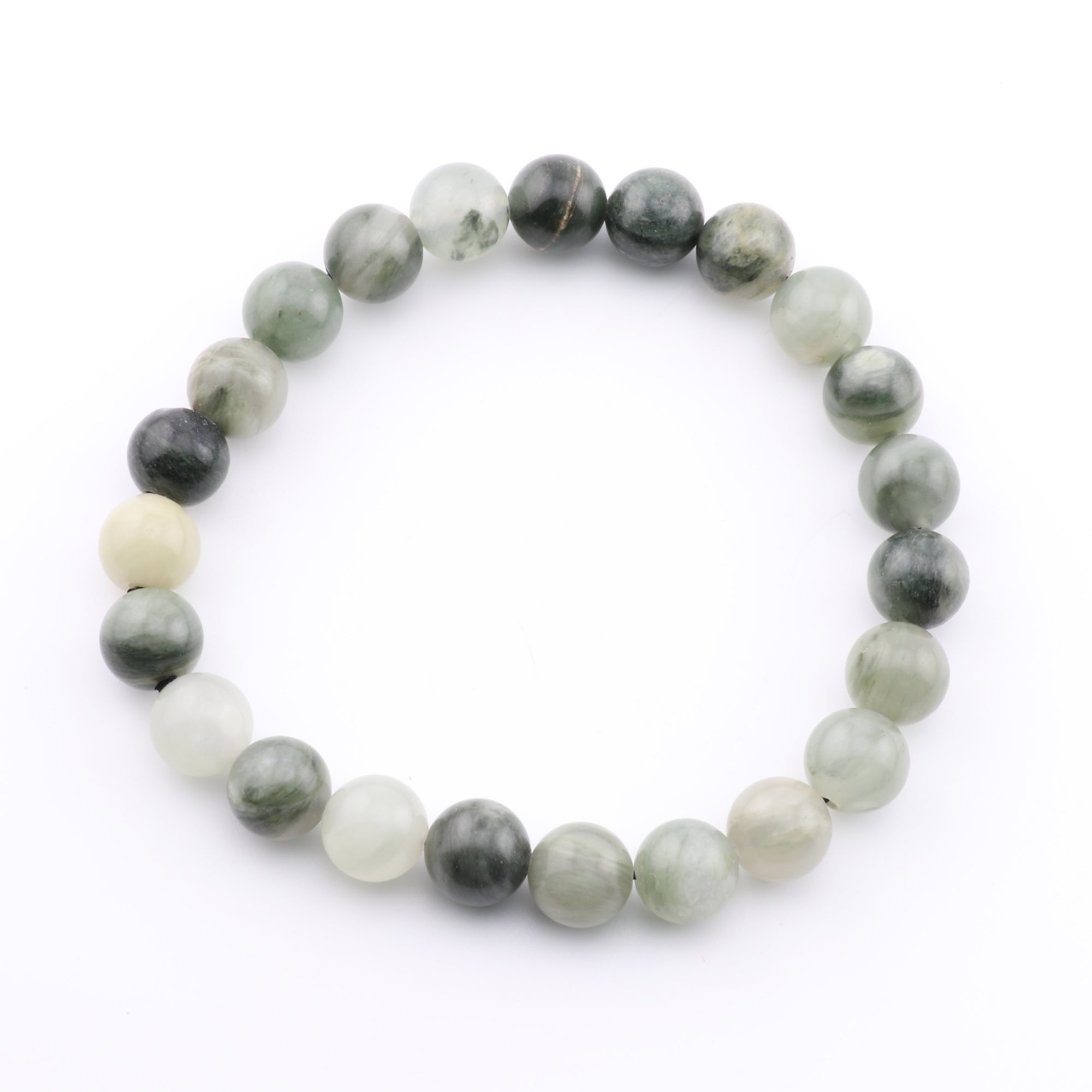 Green Rutilated Quartz Bracelet, No Metal, 8mm, 5 Pieces in a Pack #290