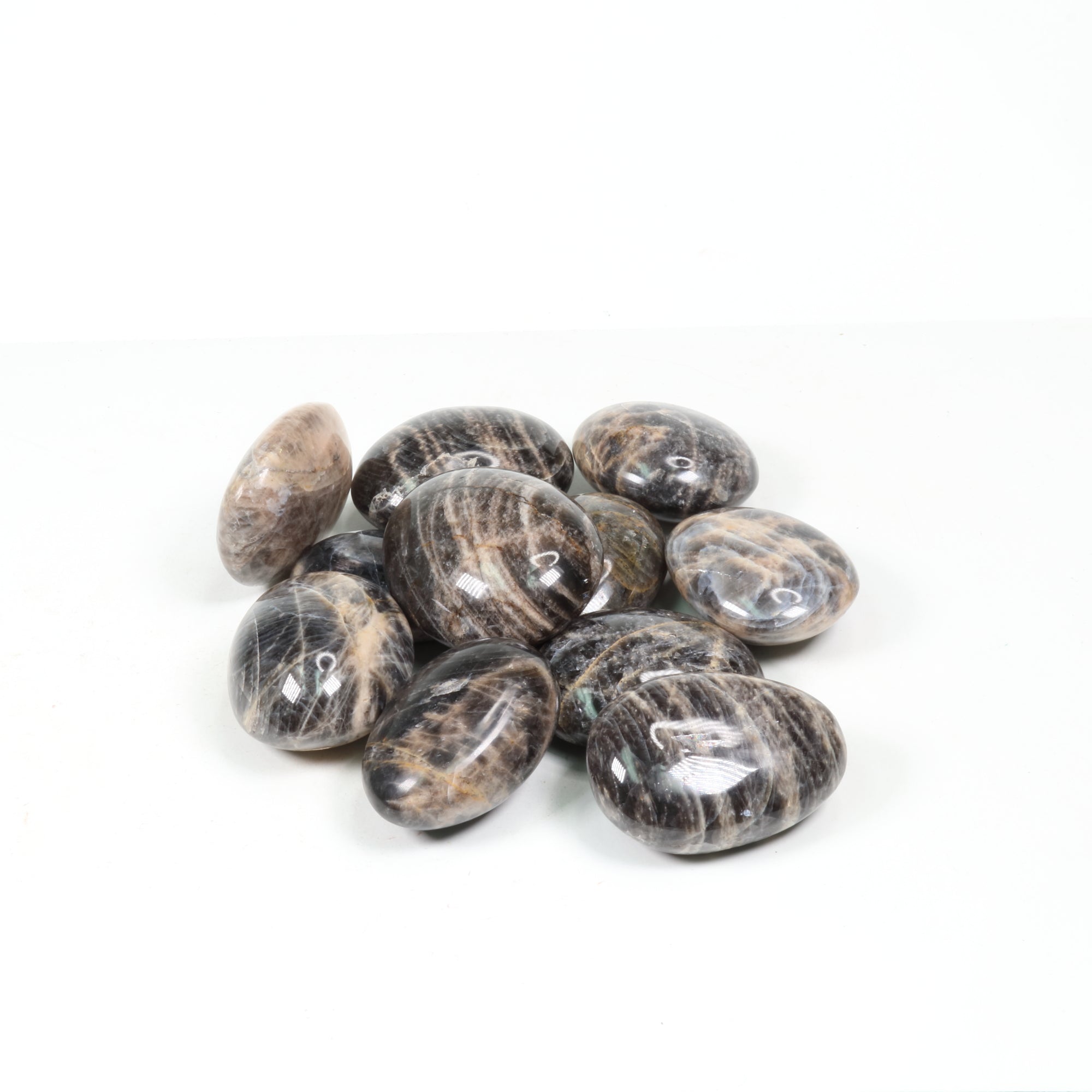 Black Moonstone Palm Stone, ~2.5" Inch, 0-100 gr, 1 Piece #006