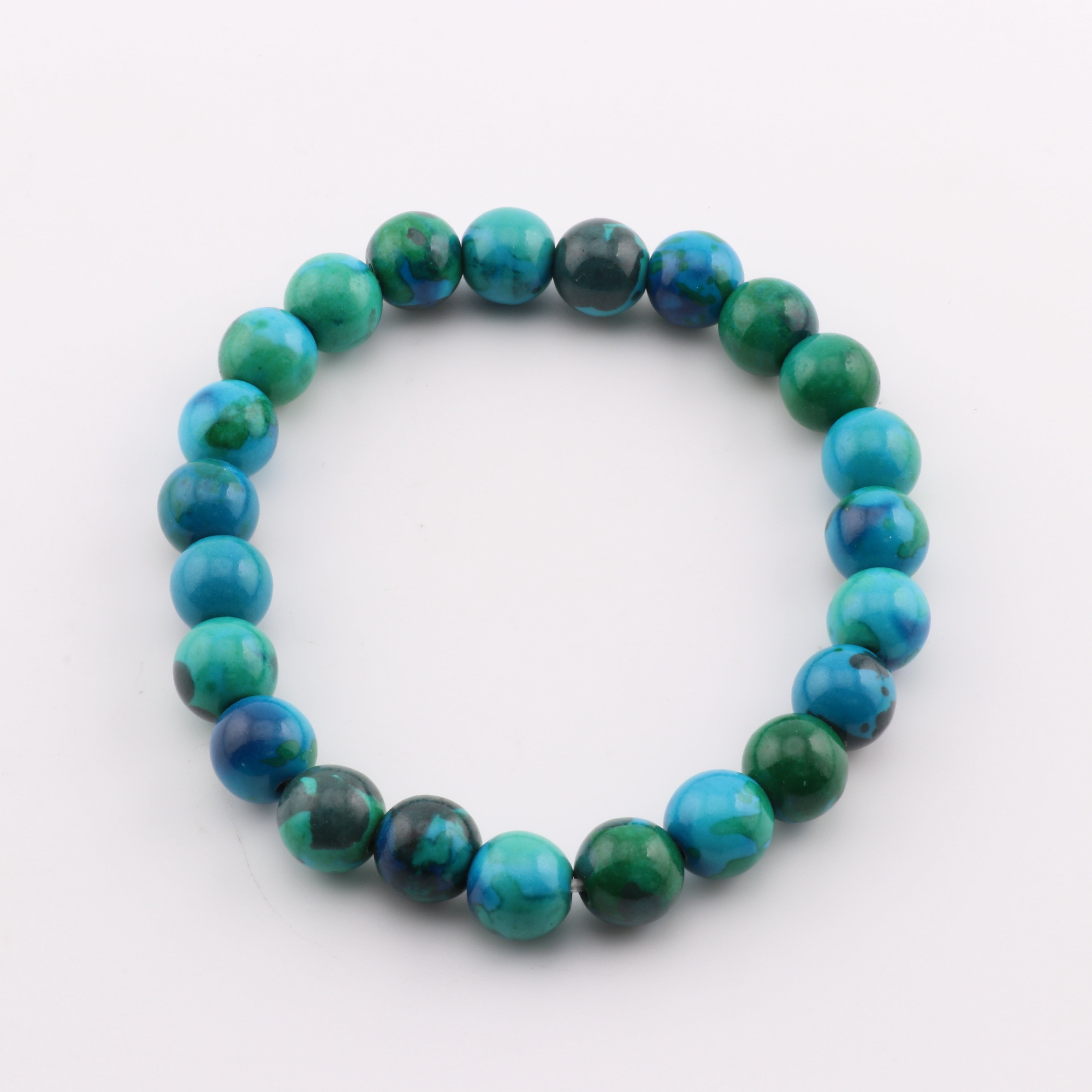 Natural Chrysocolla Bracelet, No Metal, 8 mm, 5 Pieces in a Pack, #271