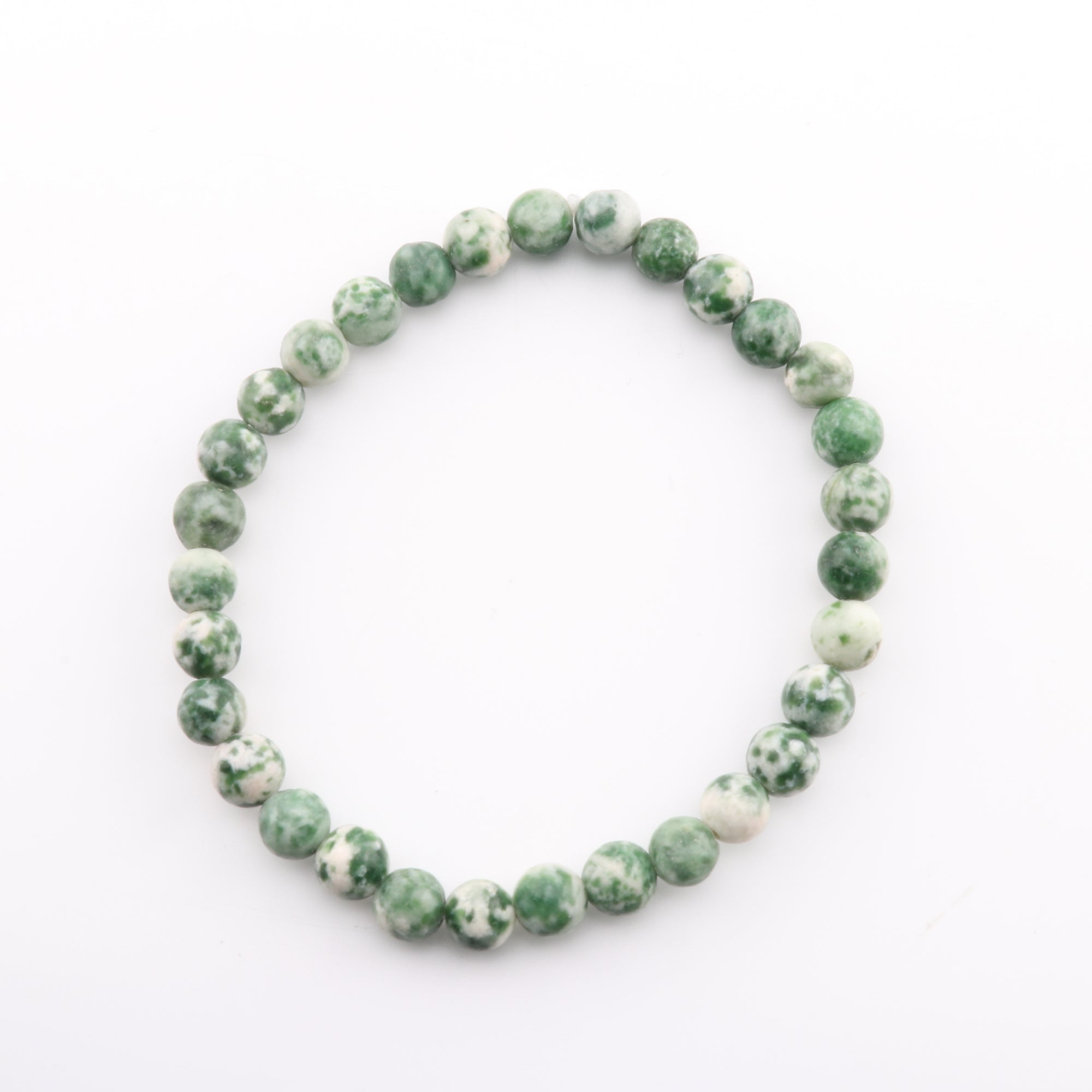 Green Spot Jasper Bracelet, No Metal, 6mm, 5 Pieces in a Pack #238