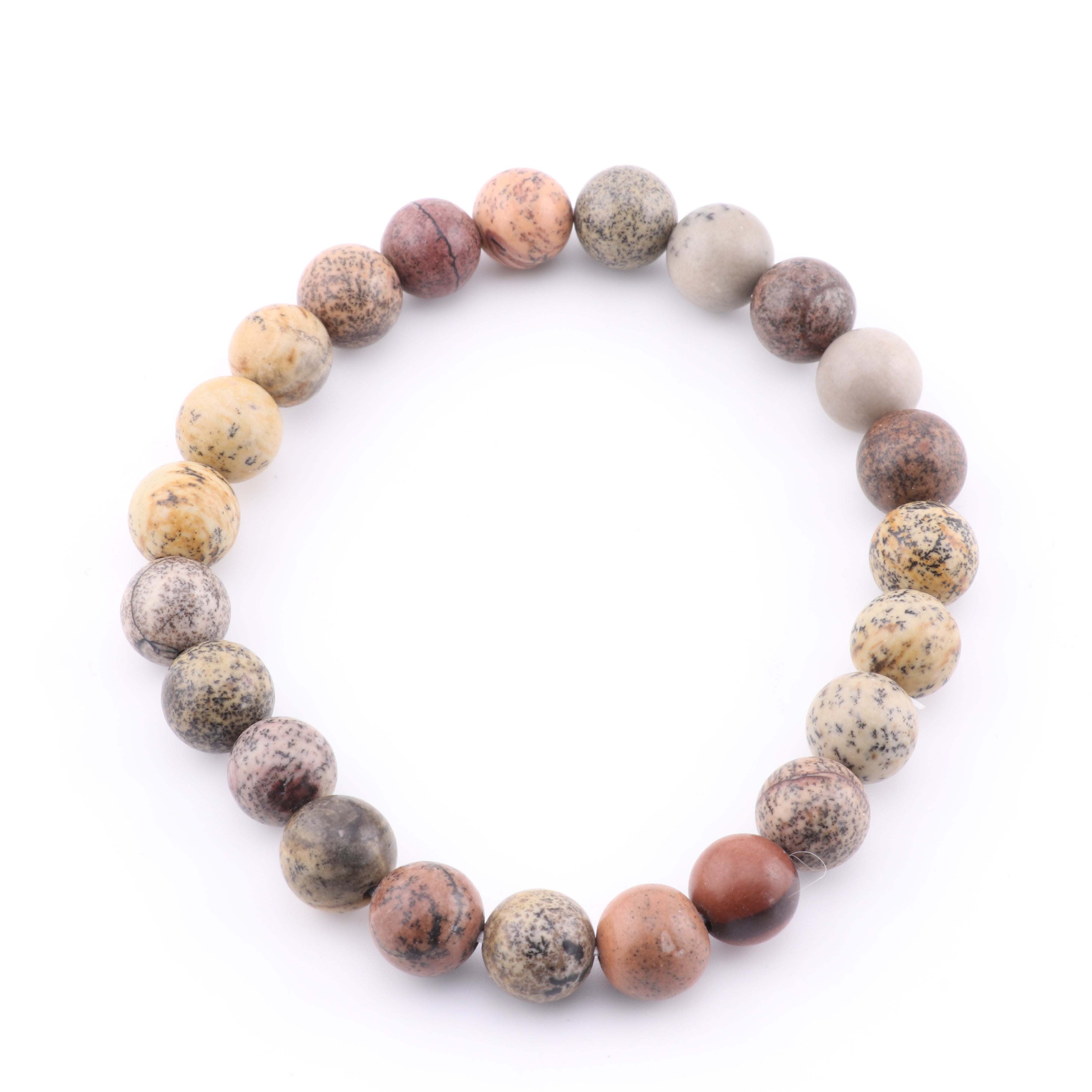 Natural Dentric Jasper Bracelet, No Metal, 8mm, 5 Pieces in a Pack, #252