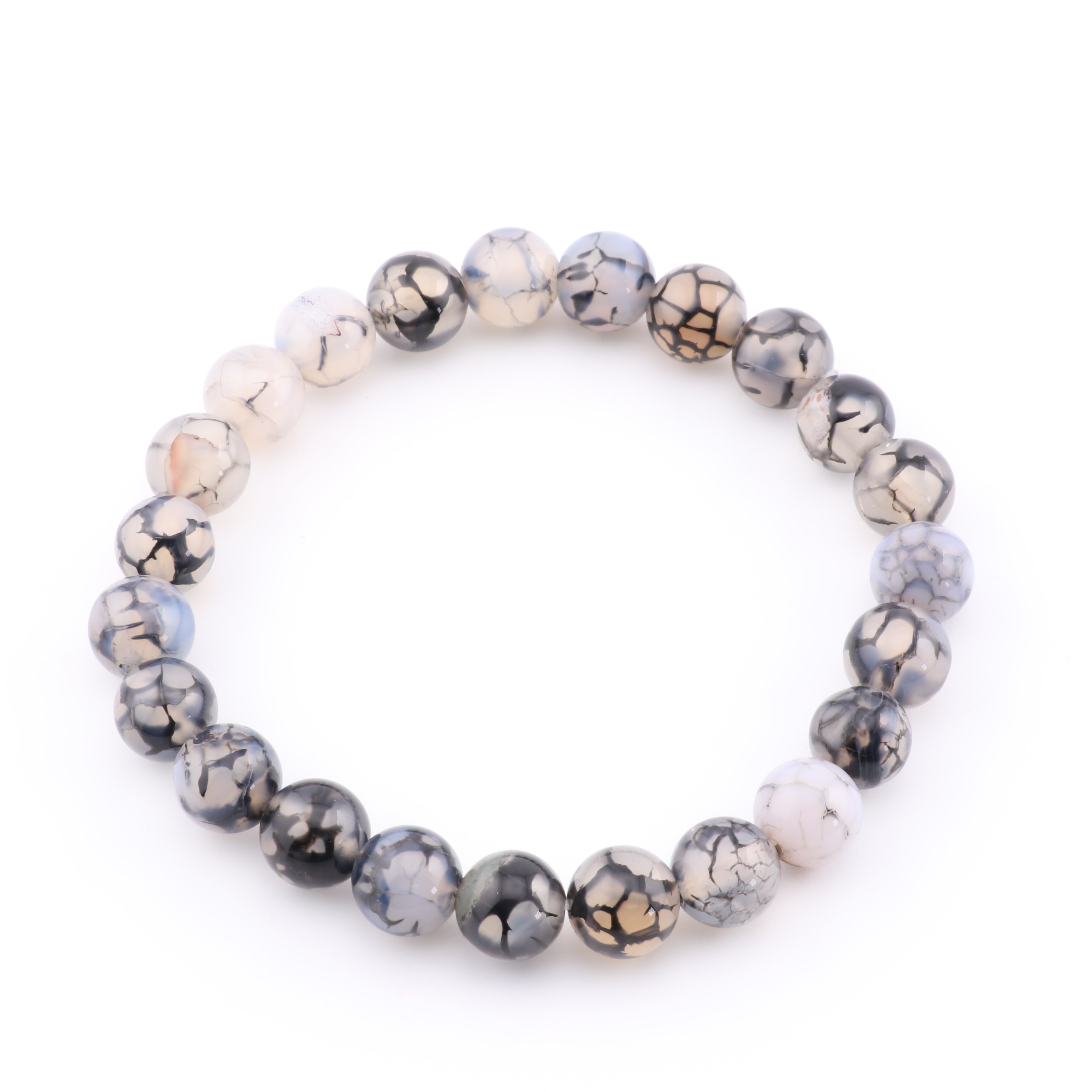 Agate (Dragon Veins), Metal Free Bracelet, 8mm, 5 Pieces in a Pack