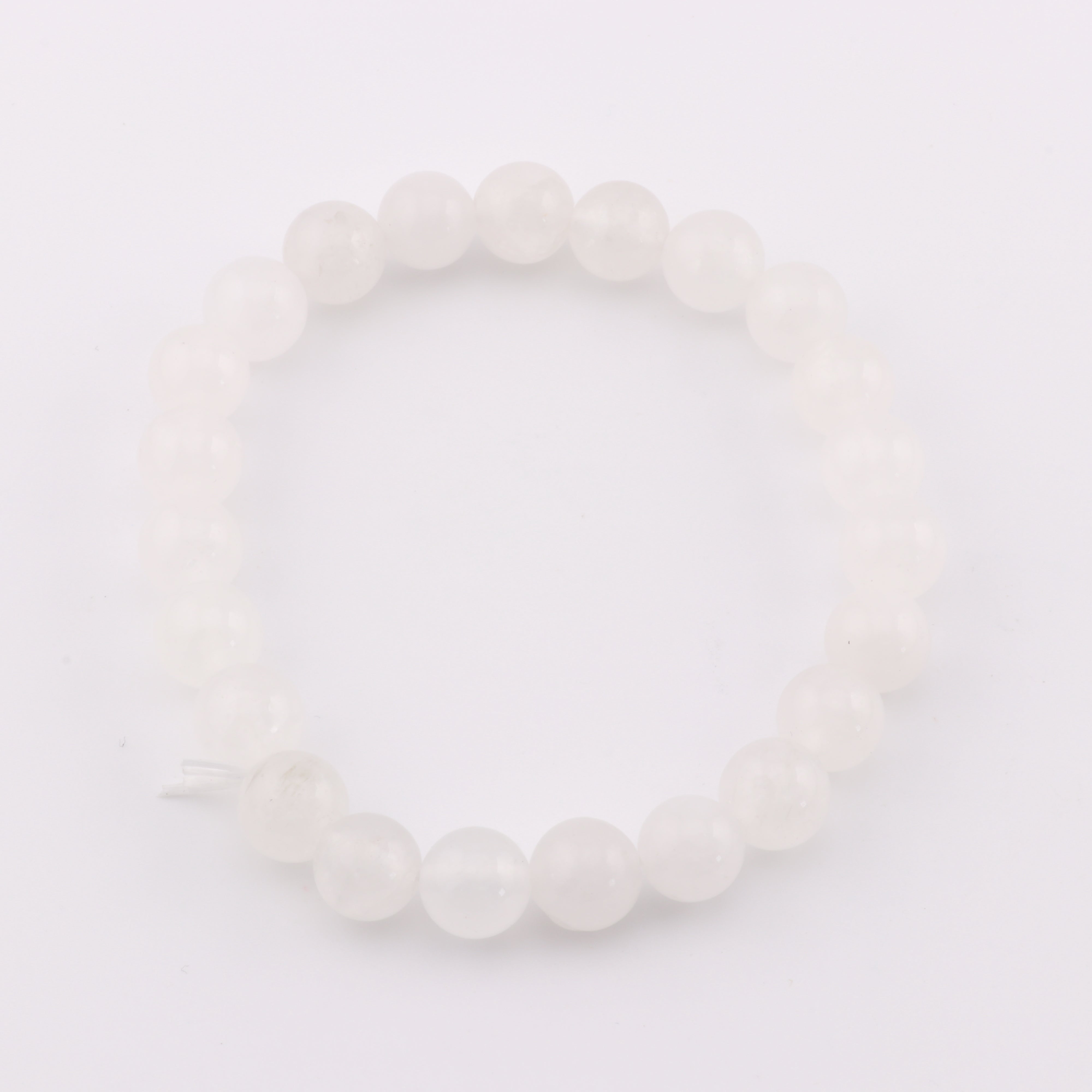 Natural White Jade Bracelet, No Metal, 8mm, 5 Pieces in a Pack, #255