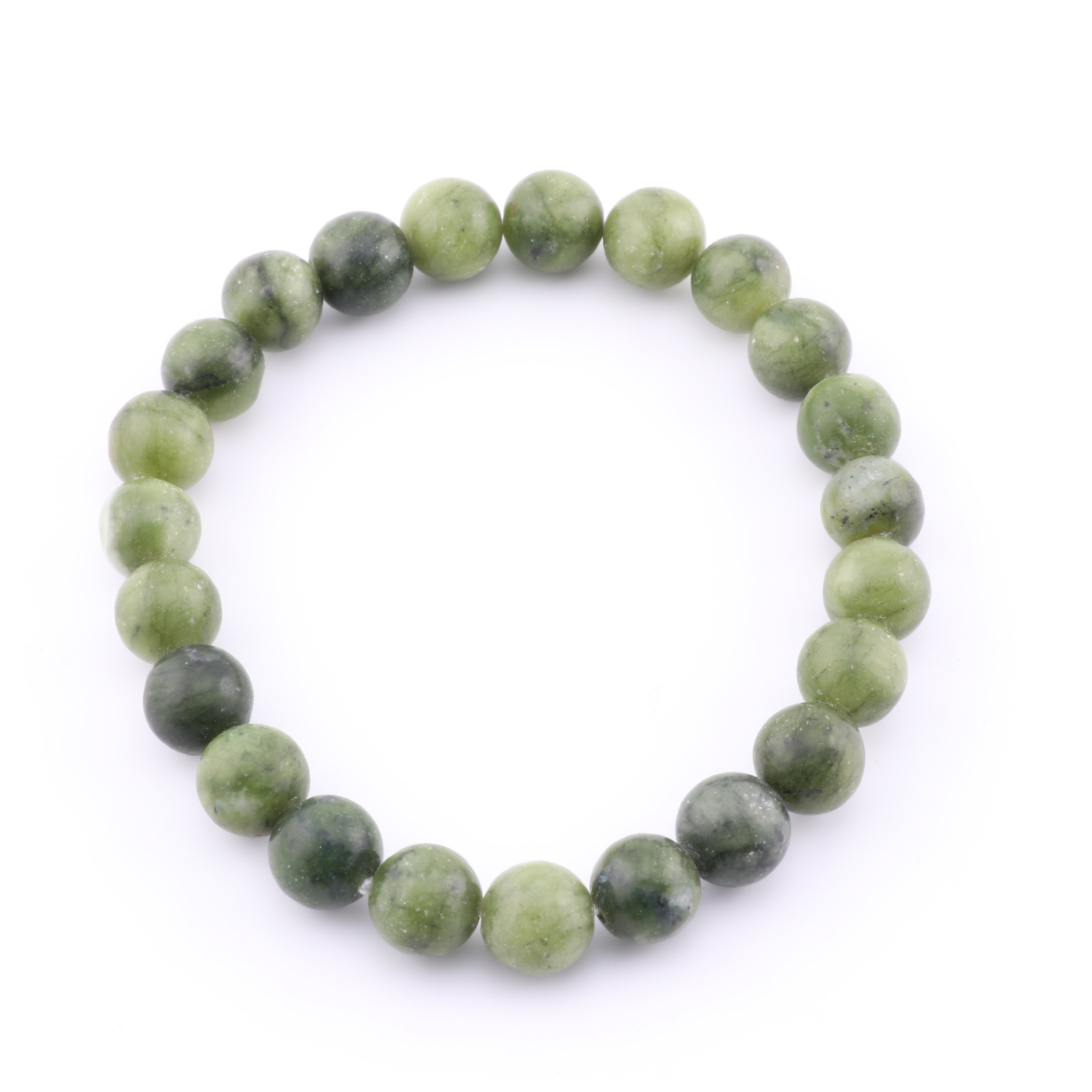 Natural Chinese Jade Bracelet, No Metal, 8mm, 5 Pieces in a Pack, #262