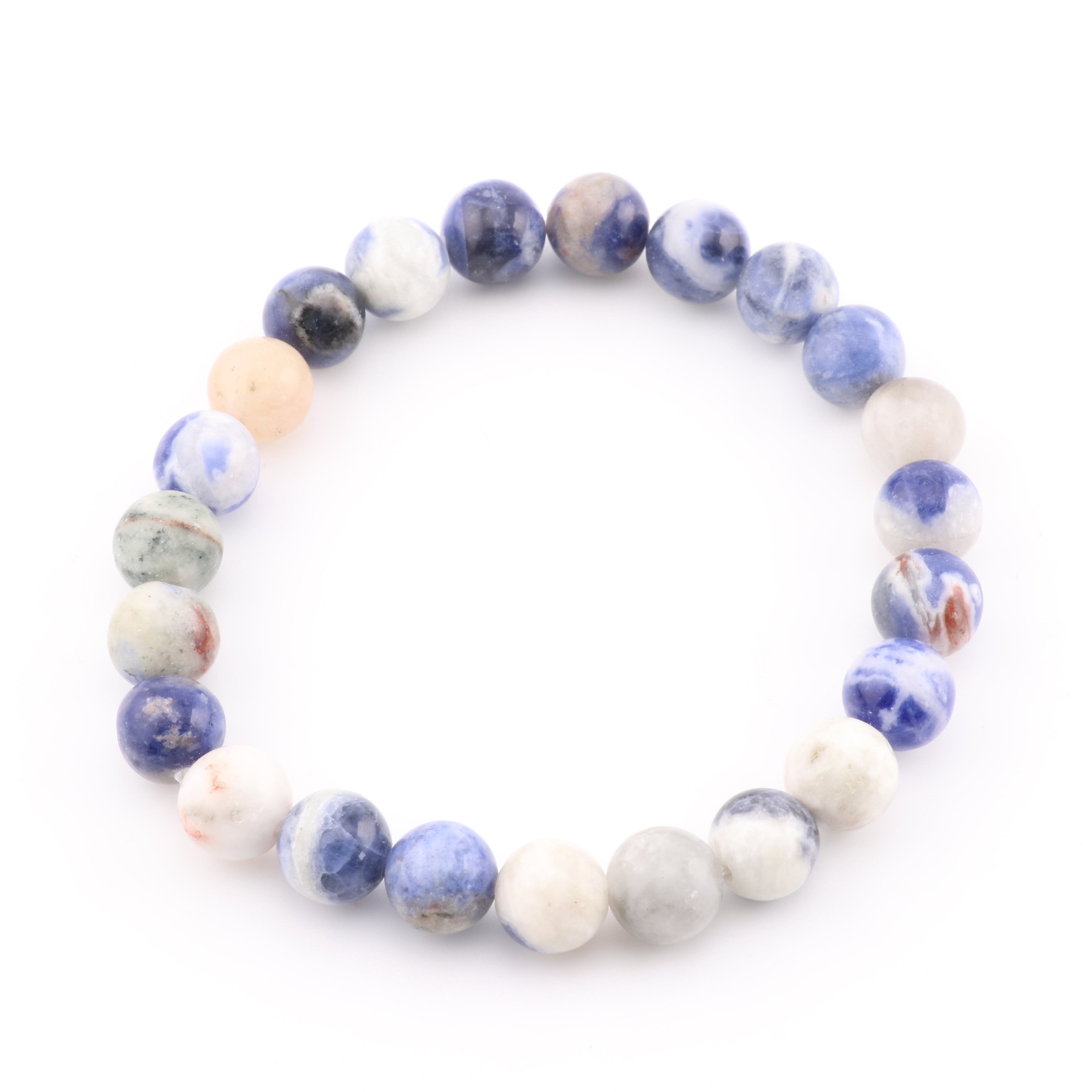 Sodalite, Metal Free Bracelet, 8mm, 5 Pieces in a Pack