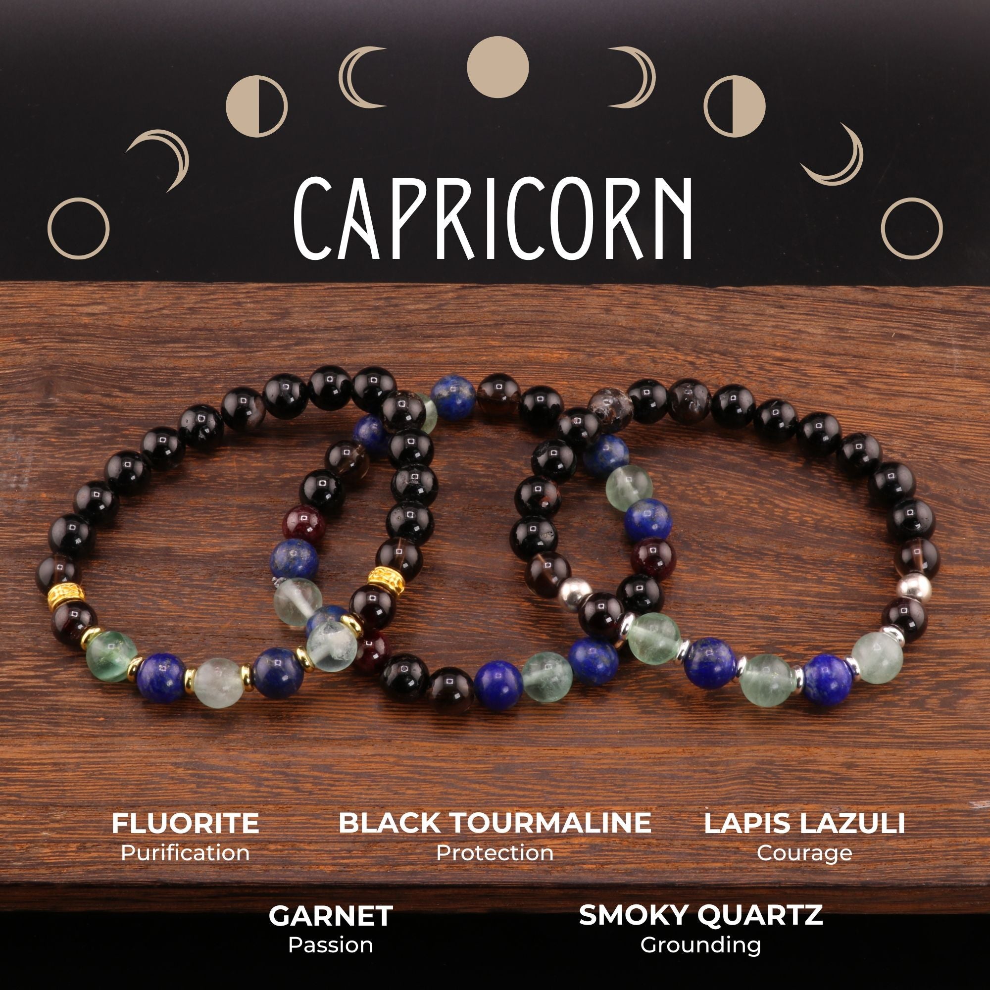 Capricorn Zodiac Bracelets, 5 Pieces in a Pack