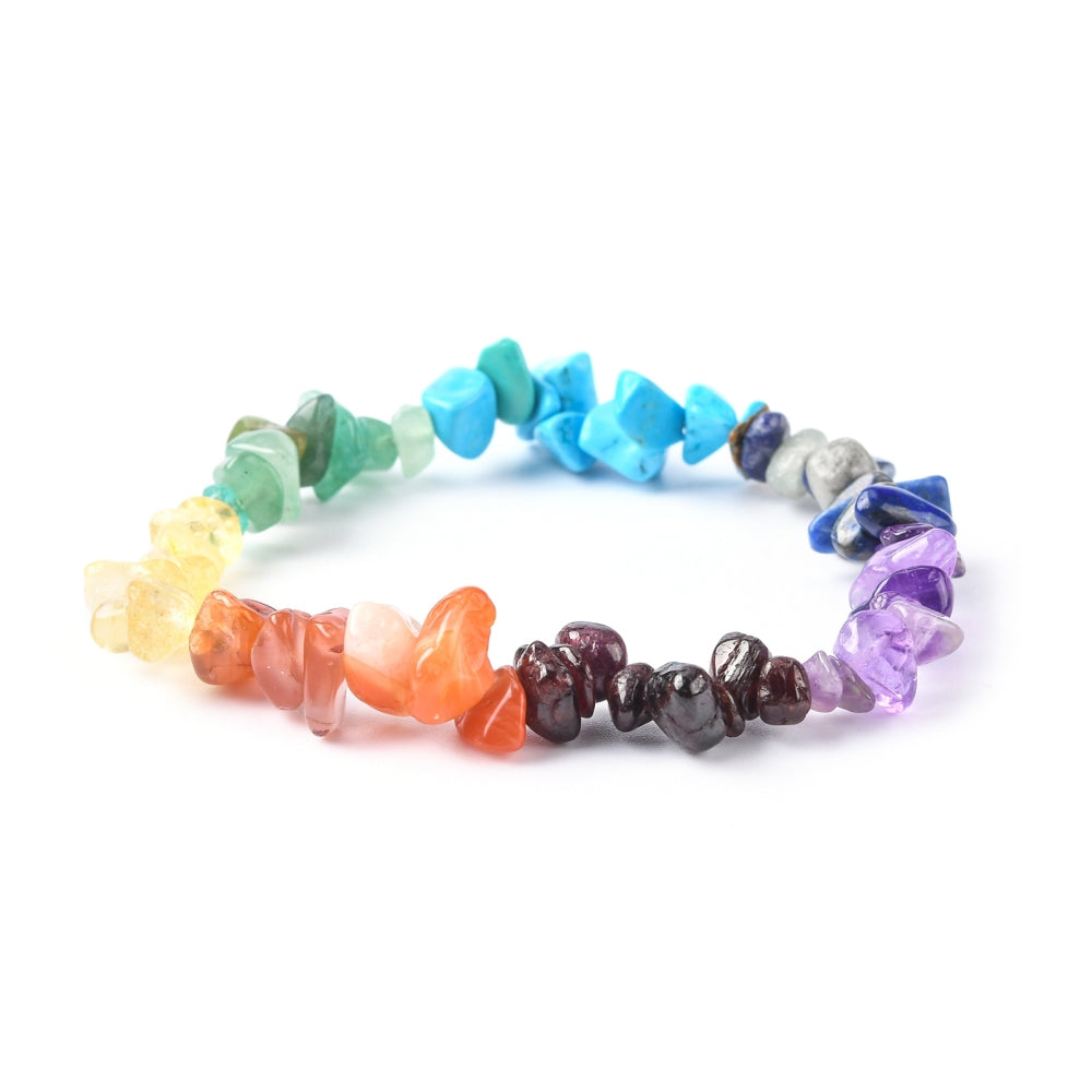 Natural Chakra Chip Stone Bracelet, No Metal, 5 Pieces in a Pack #057