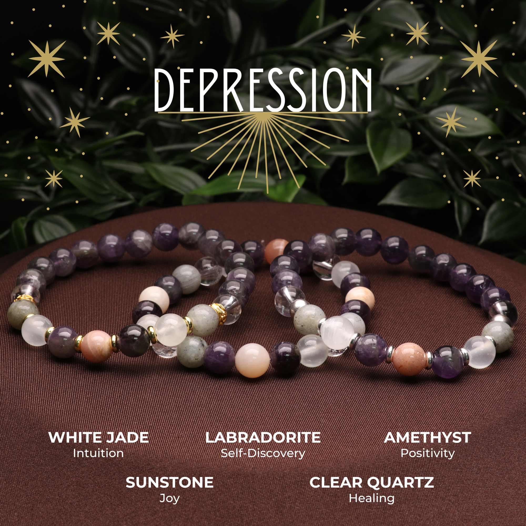 Depression Intention Bracelets, 5 Pieces in a Pack