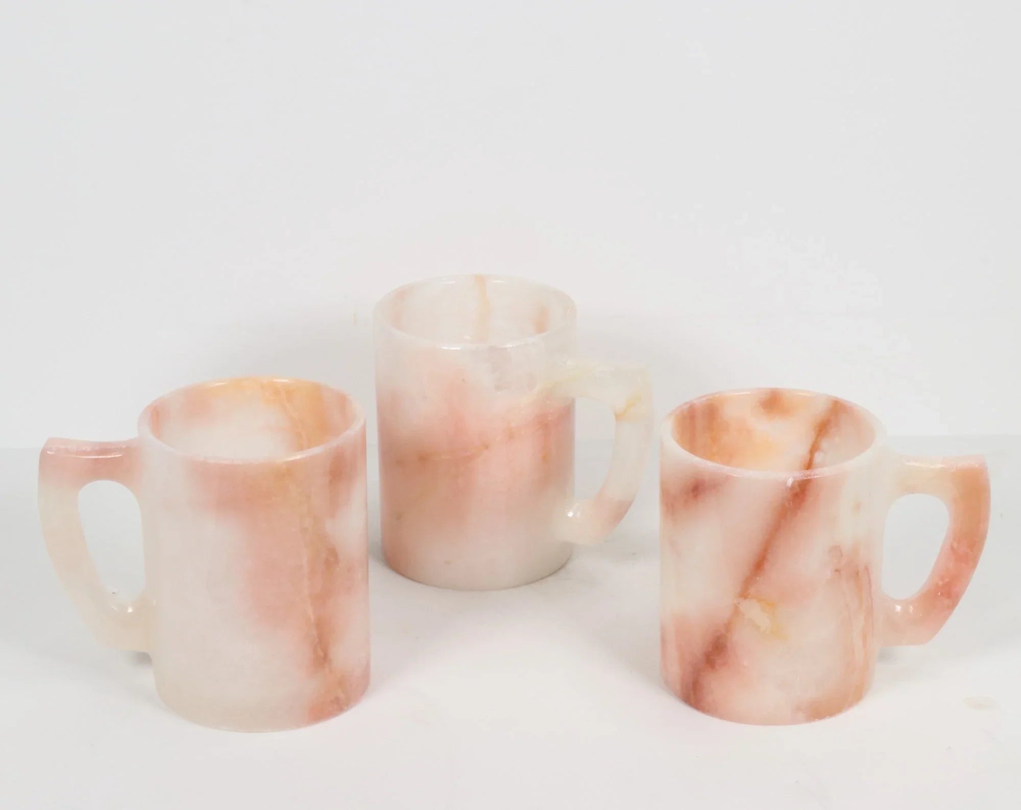 Pink Calcite Mug, Hand Carved, 3" x 3" Inch, 6 Pack, #007