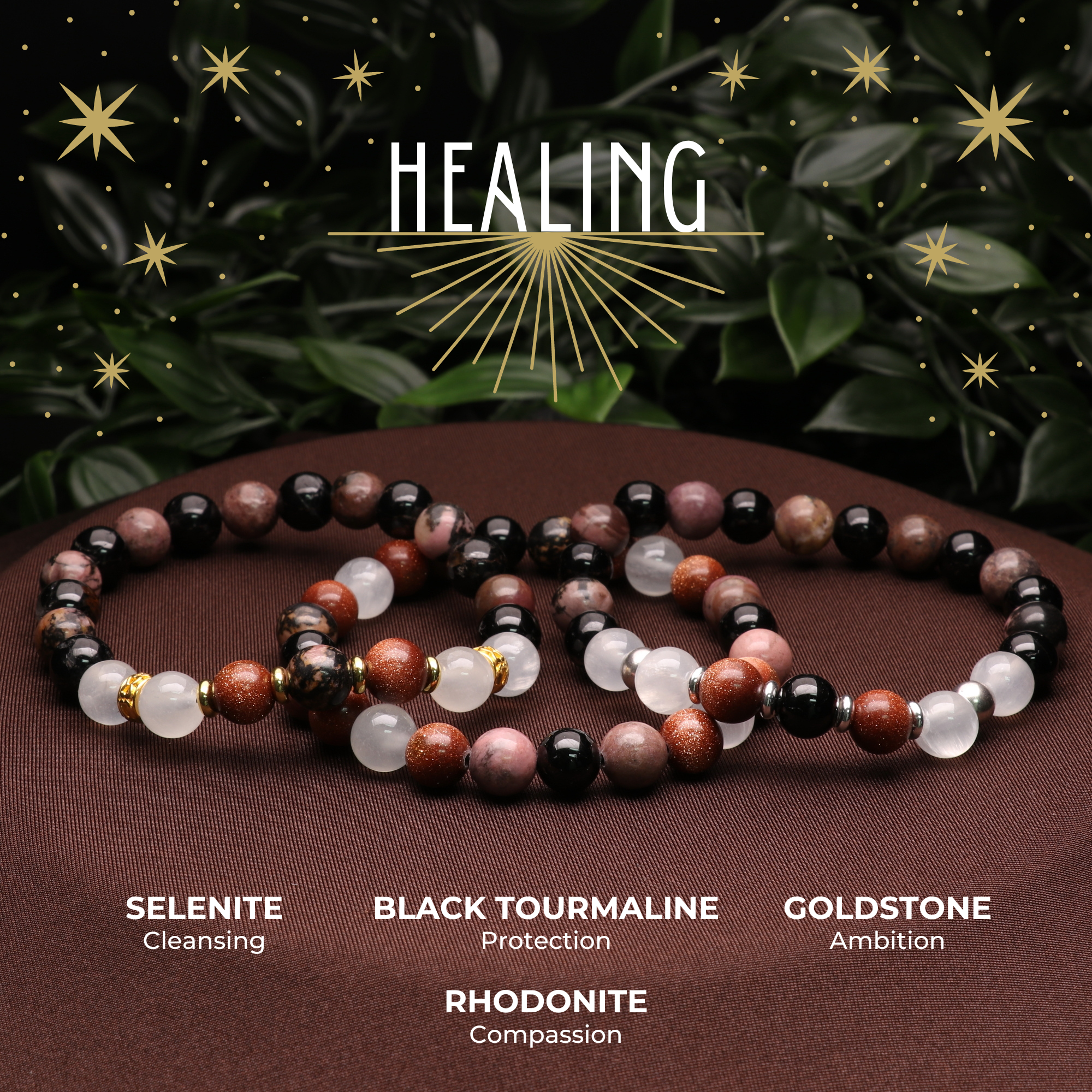 Healing Intention Bracelets, 5 Pieces in a Pack