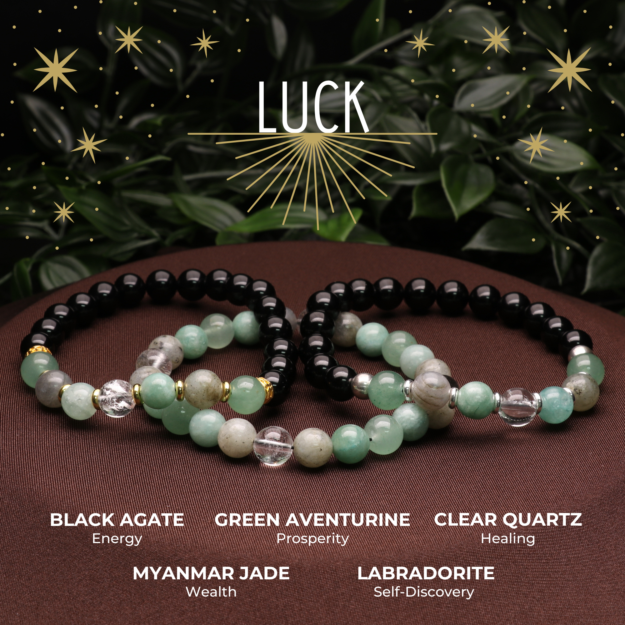 Luck Intention Bracelets, 5 Pieces in a Pack