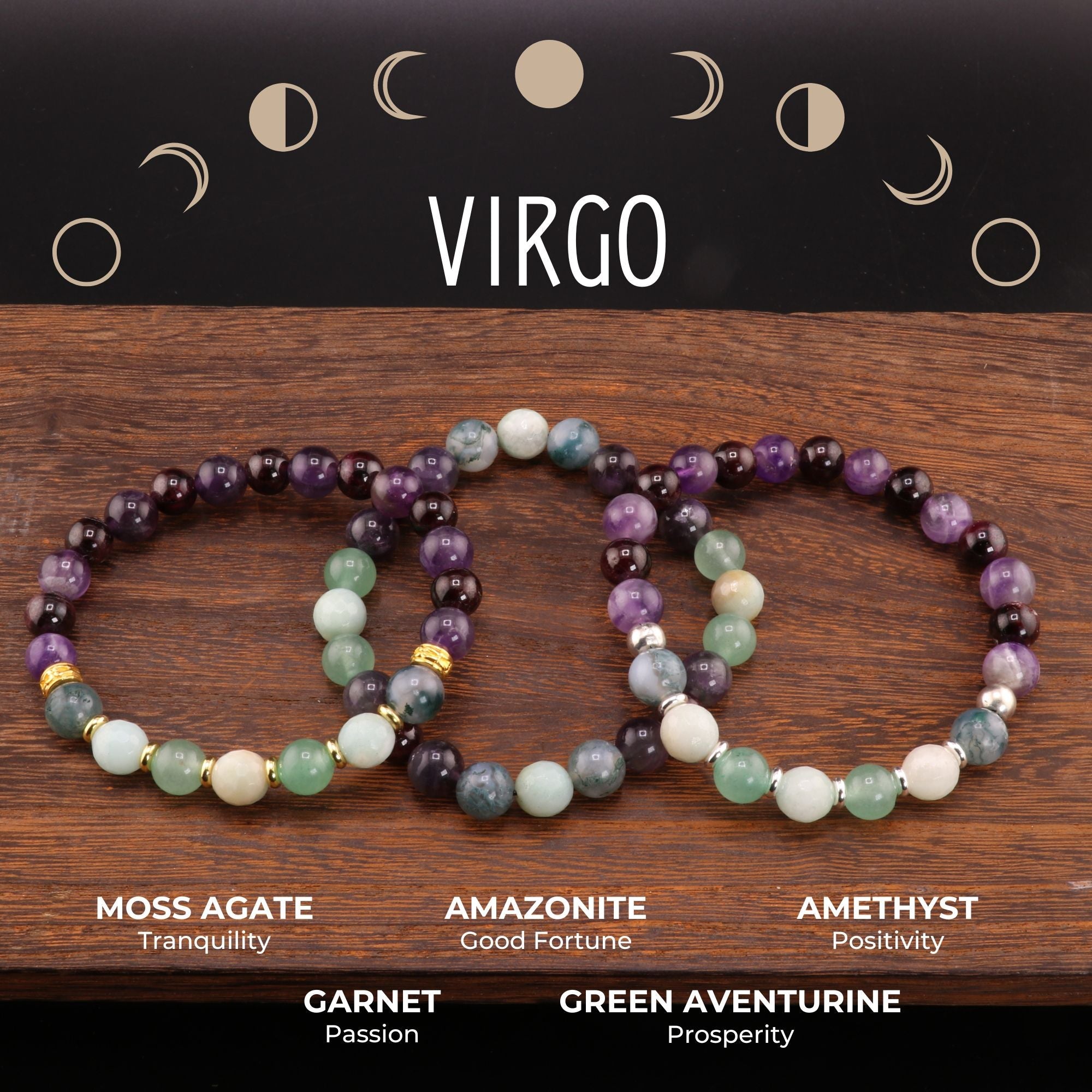 Virgo Zodiac Bracelets, 5 Pieces in a Pack