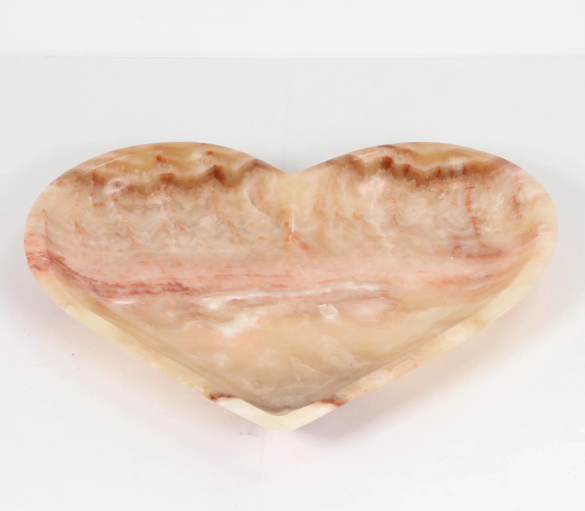 Pink Calcite Heart Shaped Tray, Hand Carved, #002